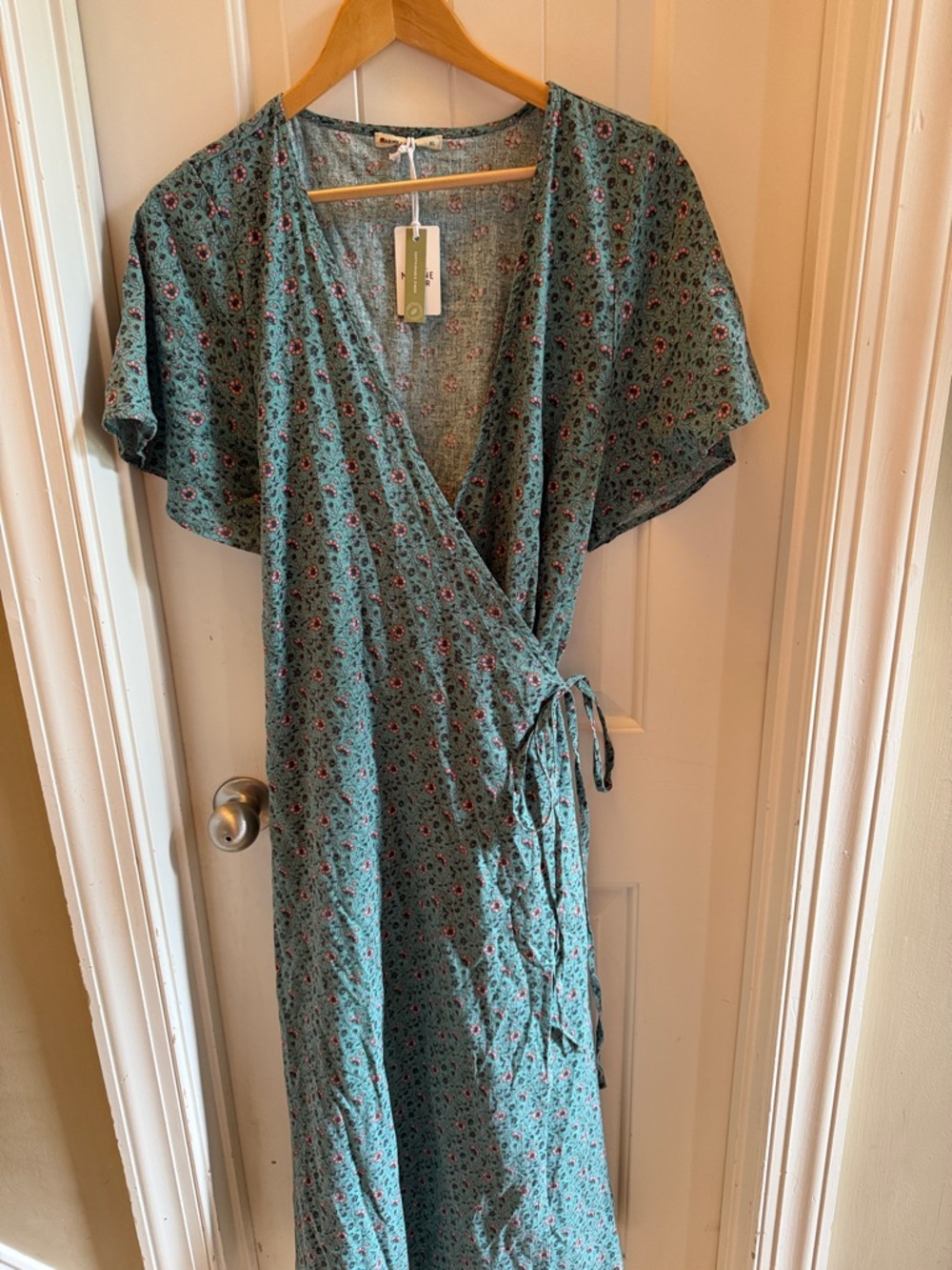 NWT Marine Layer Emlyn Midi Wrap Dress Deep Sea Floral - Picture 2 of 7